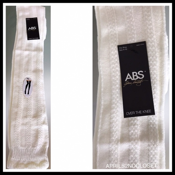 ABS OVER THE KNEE TALL IVORY BOOT SOCKS - Picture 4 of 5